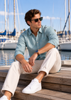 Men's Solid Long Sleeve Oxford Shirt-Light Green