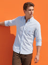 Men's Long Sleeve Striped Shirt - Light Blue