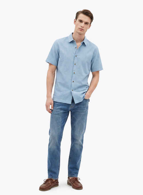 Men's Knitted Shirt - Allure Blue
