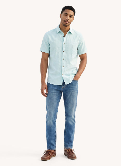 Men's Knitted Shirt - Sea Water Blue