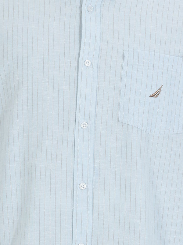 Men's Long Sleeve Striped Shirt - Light Blue