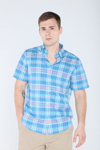 Plaid Poplin Short-Sleeve Shirt