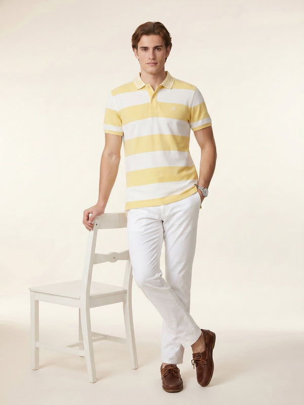 Men's Striped Polo T-Shirt - Yellow