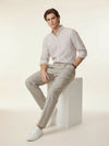 Men's Long Sleeve Striped Shirt - Beige