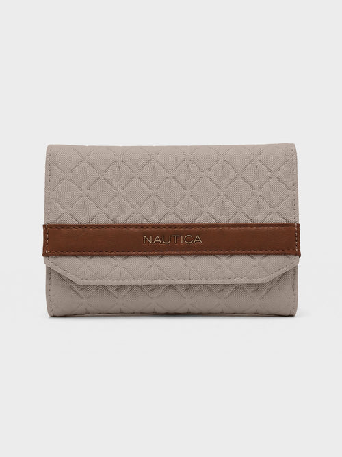 ANA Tri-Fold Monogram Wallet - BEIGE