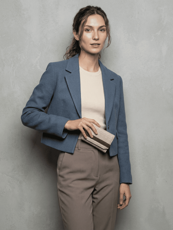 ANA Tri-Fold Monogram Wallet - BEIGE