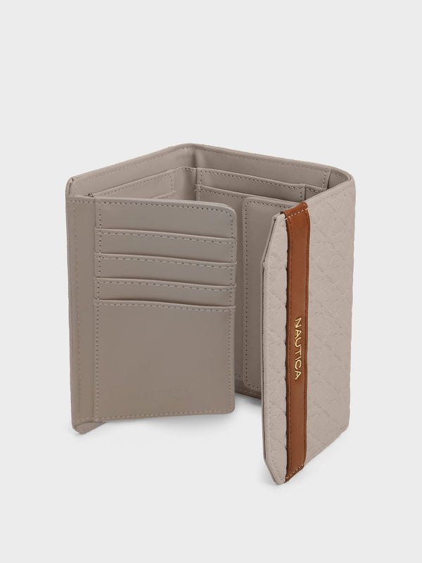 ANA Tri-Fold Monogram Wallet - BEIGE