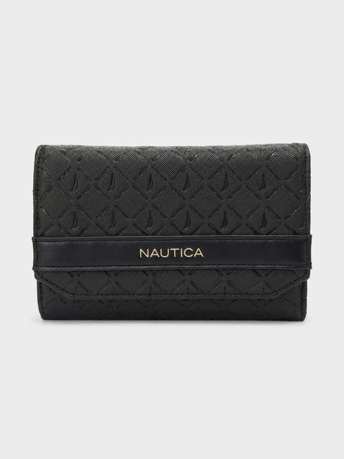 ANA Tri-Fold Monogram Wallet - BLACK