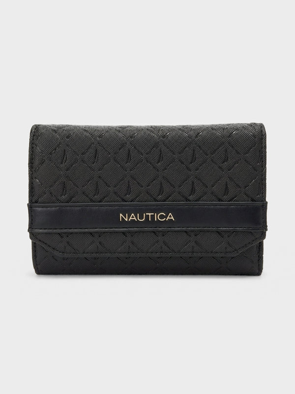 ANA Tri-Fold Monogram Wallet - BLACK