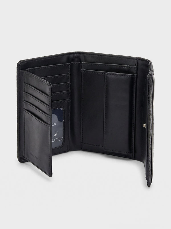 ANA Tri-Fold Monogram Wallet - BLACK