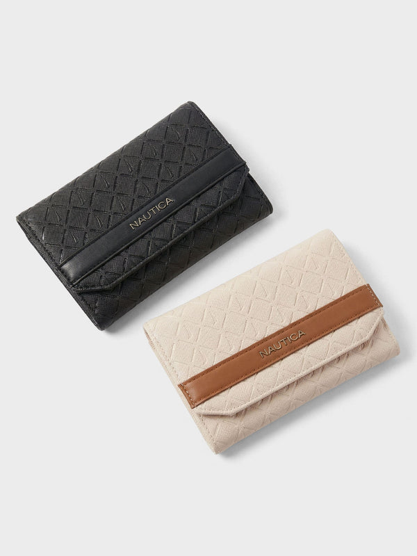 ANA Tri-Fold Monogram Wallet - BEIGE