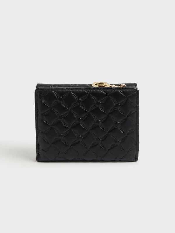 MARY Tri-Fold Monogram Wallet - BLACK