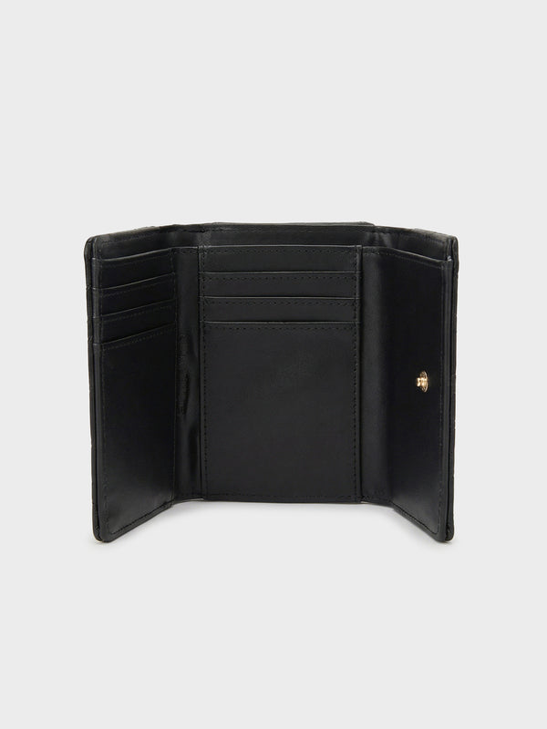 MARY Tri-Fold Monogram Wallet - BLACK