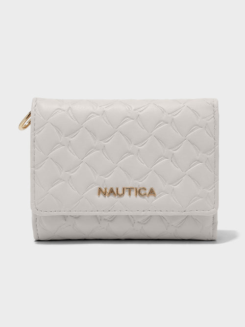 MARY Tri-Fold Monogram Wallet - WHITE