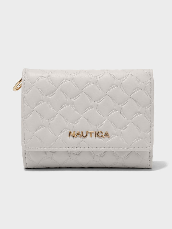 MARY Tri-Fold Monogram Wallet - WHITE