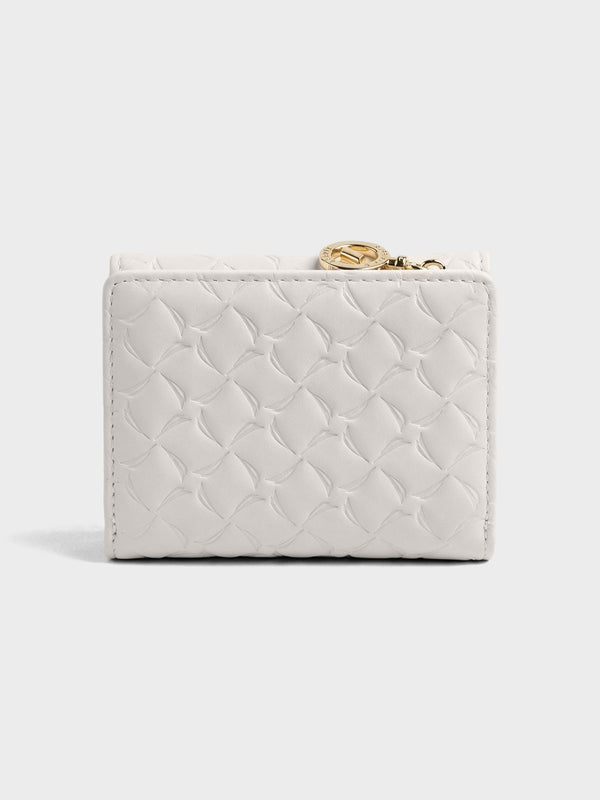 MARY Tri-Fold Monogram Wallet - WHITE