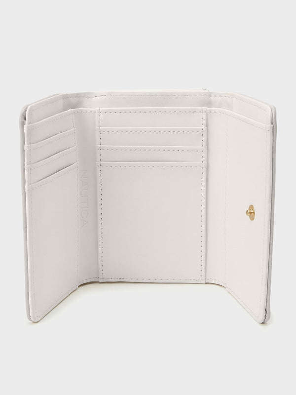 MARY Tri-Fold Monogram Wallet - WHITE
