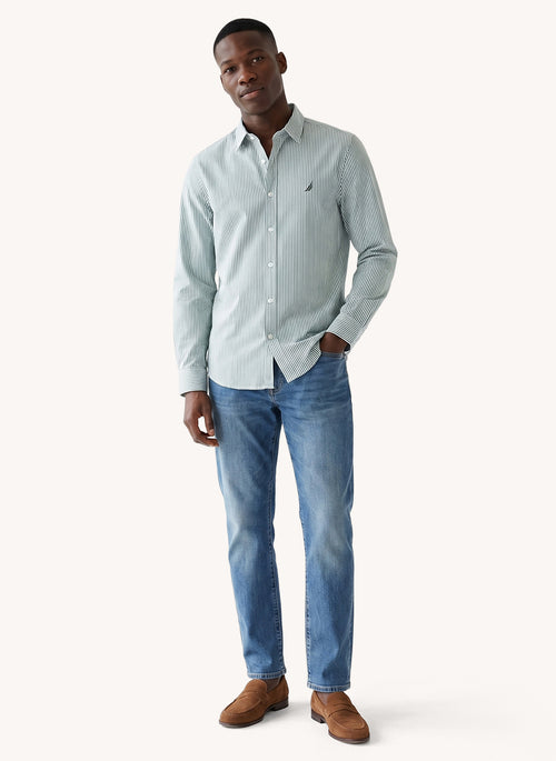 Men's Long Sleeve Yarn Dyed Shirt - Green/Blue