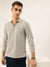 Nautica Men New Basics Light Grey Regular Fit Long Sleeve Polo Collar Self Design T-Shirt
