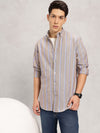 Men's Long Sleeve Striped Shirt - Khaki
