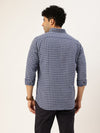 Men's Long Sleeve Windowpane Shirt - Navy