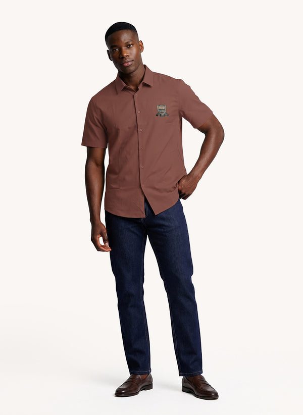 Men's Short Sleeve Graphic Printed Shirt Brown