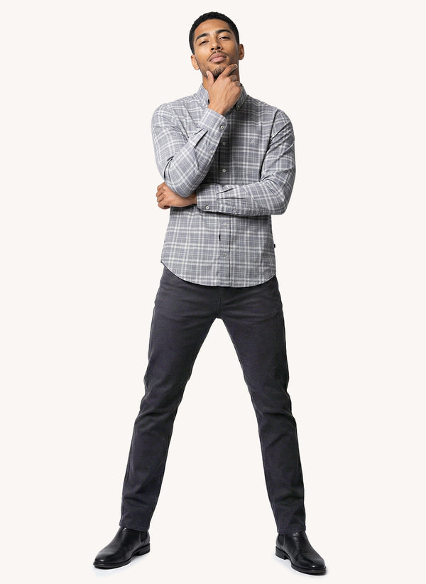 Men's Dyed Long Sleeve Shirt - Powder Grey