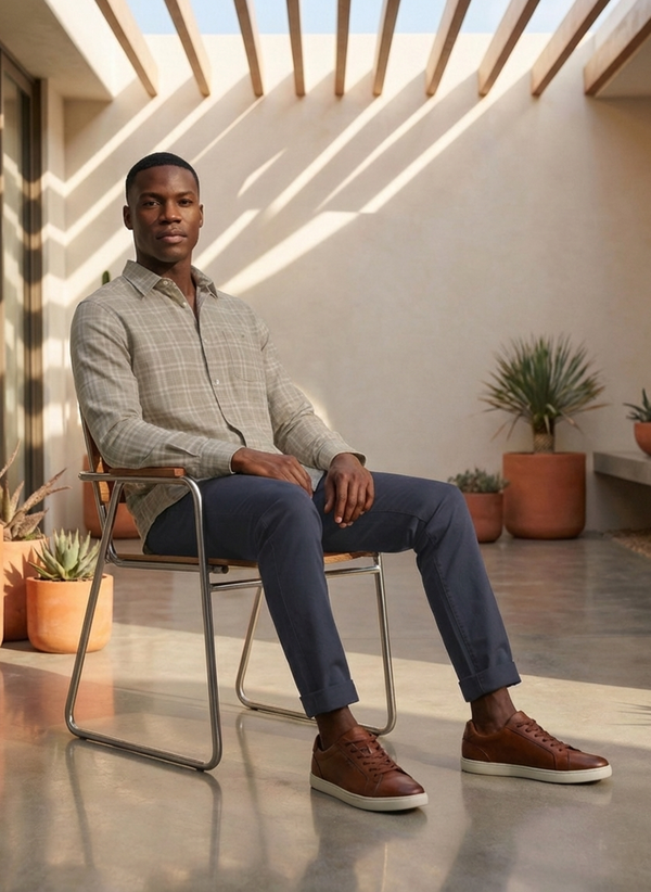 Men's Dyed Long Sleeve Shirt - Sand