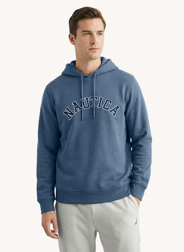 Men's Long Sleeve Emboidered Hoodie - Union Blue