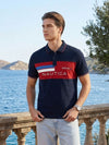 Men's Typography Polo T-Shirt - Navy