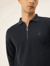 Nautica Men New Basics Navy Blue Regular Fit Long Sleeve Polo T-Shirt