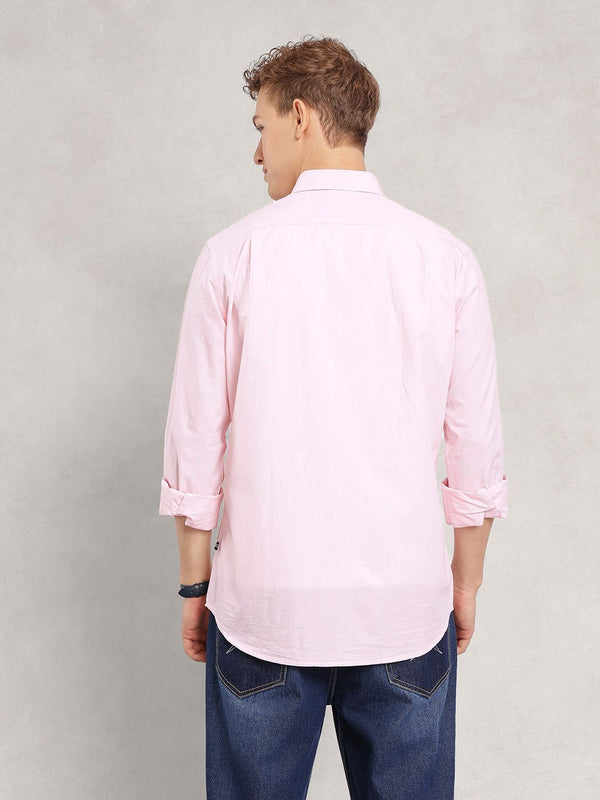 Men's Long Sleeve Solid Shirt - Pink