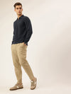Nautica Men New Basics Navy Blue Regular Fit Long Sleeve Polo T-Shirt