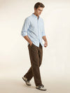 Men's Long Sleeve Striped Shirt - Light Blue