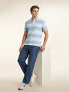 Men's Striped Polo T-Shirt - Light Blue
