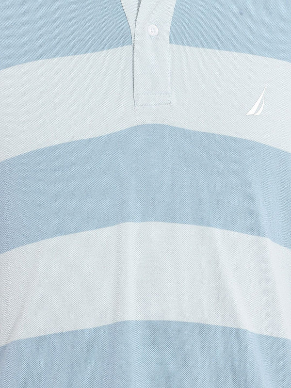 Men's Striped Polo T-Shirt - Light Blue