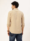 Men's Long Sleeve Geometric Shirt - Beige