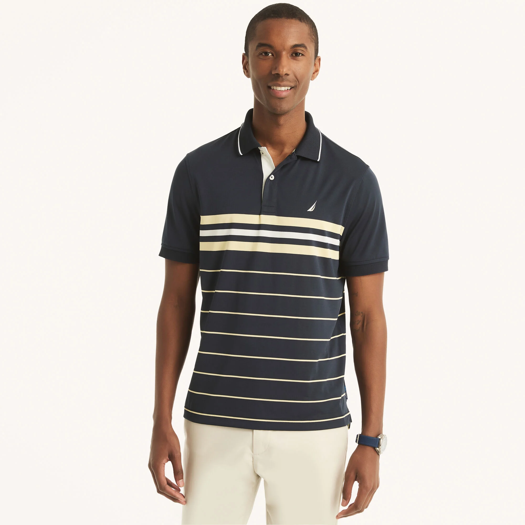 Navtech Sustainably Crafted Classic Fit Striped Polo