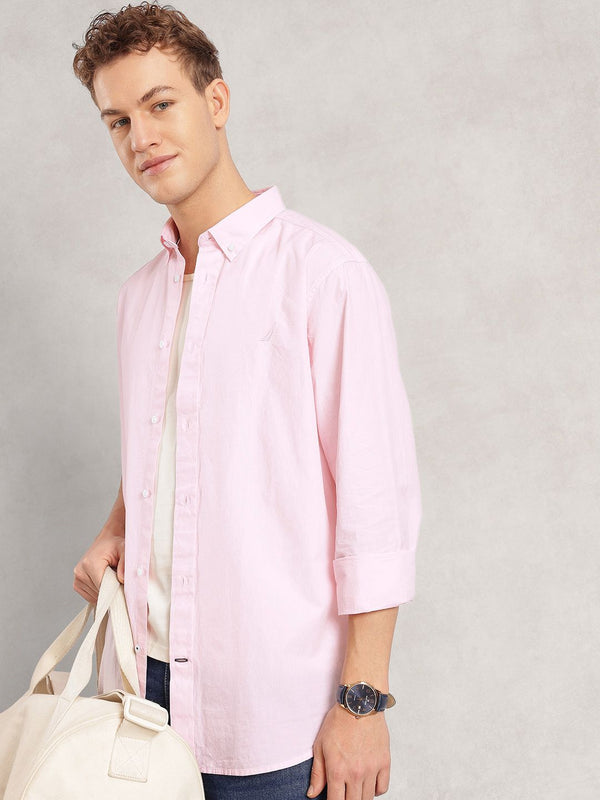 Men's Long Sleeve Solid Shirt - Pink