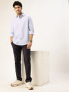 Men's Long Sleeve Windowpane Shirt - Blue