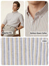Men's Long Sleeve Striped Shirt - Beige