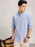Men's Roll-Up Sleeve Striped Shirt - Light Blue