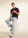 Men's Typography Polo T-Shirt - Navy