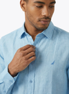 Men's Solid Linen Shirt - Light Blue