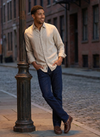 Men's Solid Linen Shirt - Beige