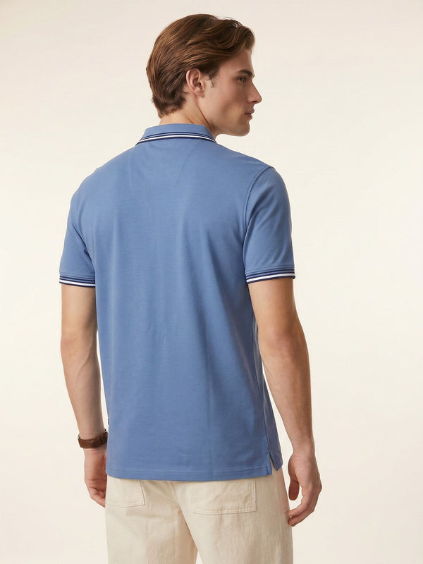 Men's Solid Polo T-Shirt - Dusty Blue
