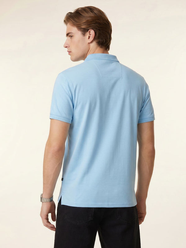 Men's Solid Polo T-Shirt - Light Blue