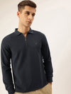 Nautica Men New Basics Navy Blue Regular Fit Long Sleeve Polo T-Shirt