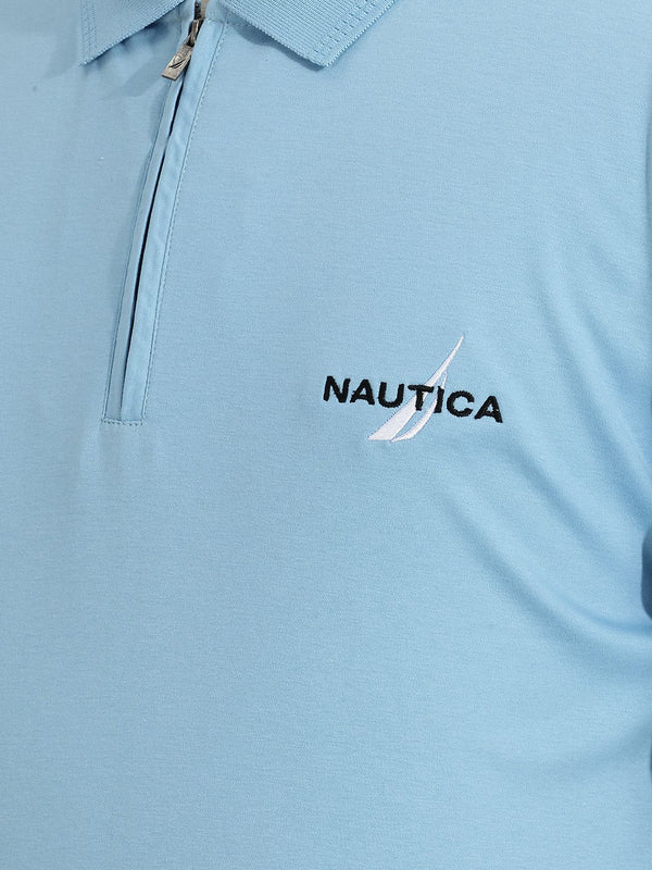Men's Solid Polo T-Shirt - Light Blue
