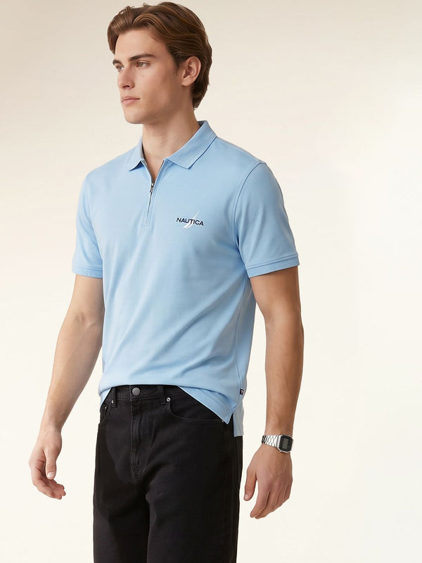 Men's Solid Polo T-Shirt - Light Blue